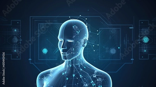 Fototapeta Robotic assistant using AI algorithms to provide personalized assistance created with generative AI technology