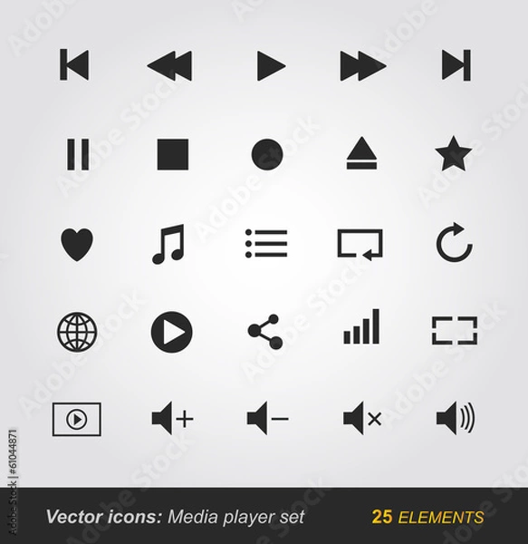 Obraz Media player icons set