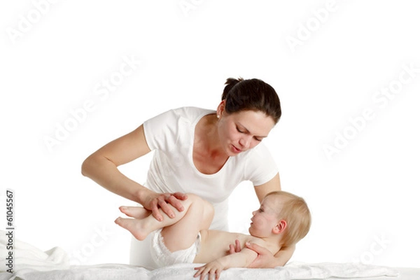 Obraz Two years old girl getting physiotherapy.