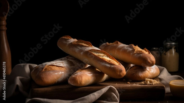 Obraz French Bread Baked Bread image created by Generative AI