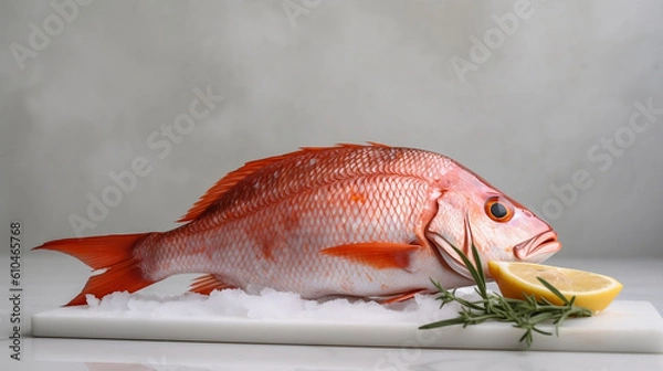 Fototapeta Red Snapper Fish Seafood image created by Generative AI