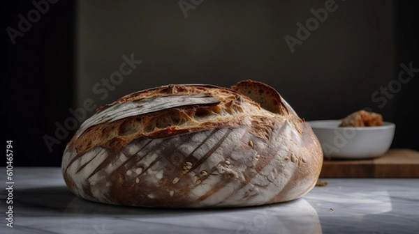 Fototapeta Artisanal Sourdough Bread Loaf image created by Generative AI