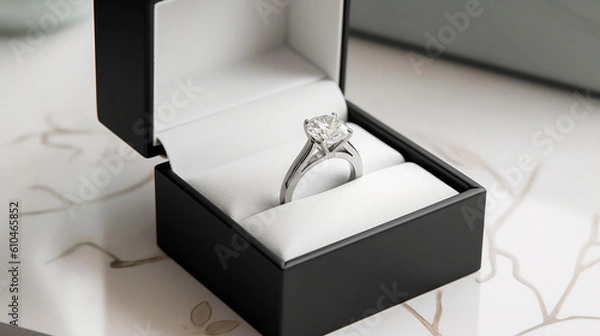 Fototapeta Diamond Engagement ring image created by Generative AI