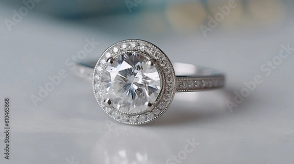 Fototapeta Diamond Engagement ring image created by Generative AI