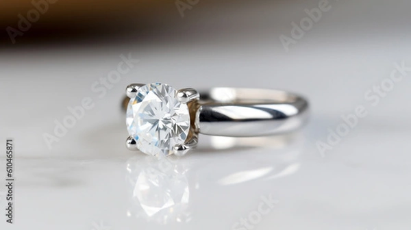 Fototapeta Diamond Engagement ring image created by Generative AI
