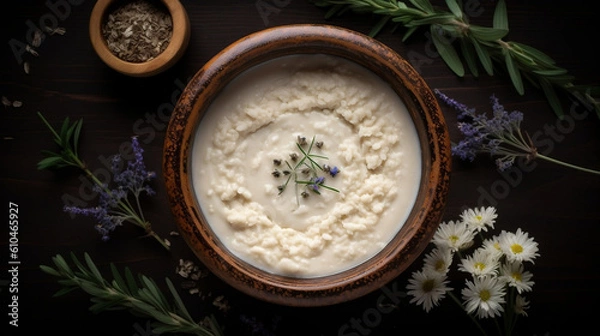 Fototapeta Rice Pudding, Dessert image created by Generative AI