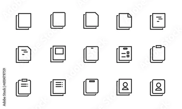 Obraz 複製を表すアイコンのセット/コピー/ファイル/データ/イラスト/ベクター/要素/マーク