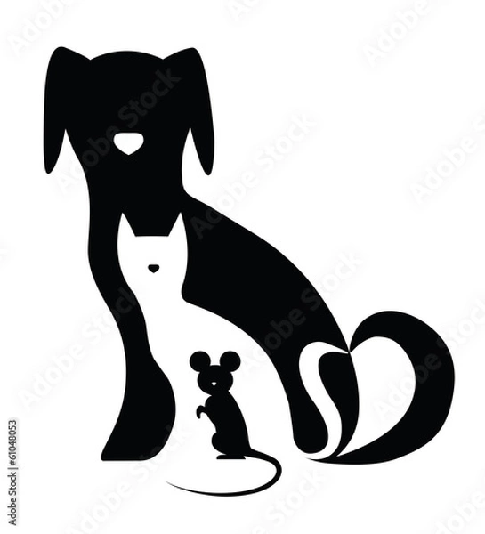 Obraz Funny dog cat and mouse composition