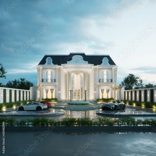 Obraz 3D Render Classic House Design