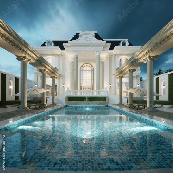 Obraz 3D Render Classic House Design