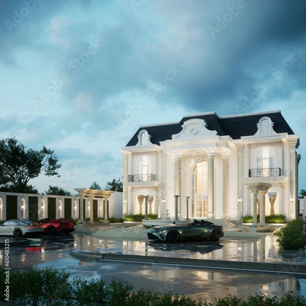 Obraz 3D Render Classic House Design