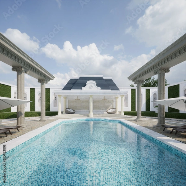 Obraz 3D Render Classic House Design