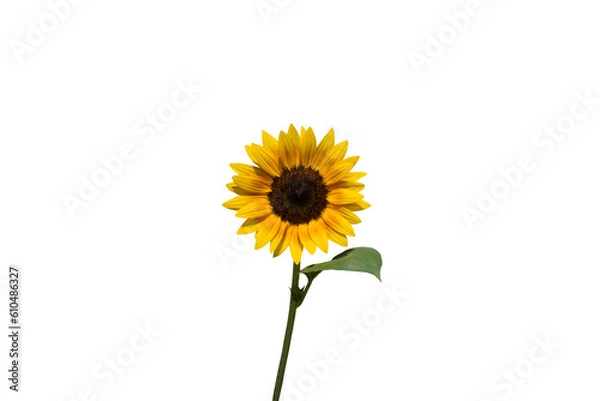 Fototapeta Isolated image of sunflower on transparent background png file.