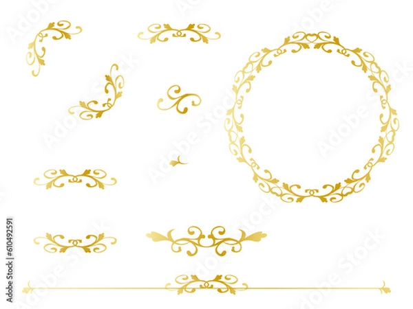 Fototapeta エレガントなゴールドのフレームやラインのセット