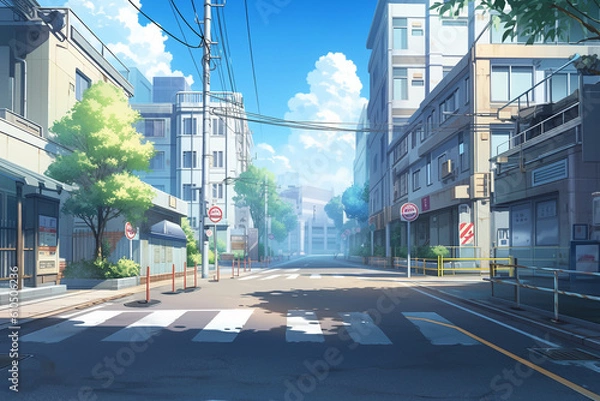 Fototapeta 繊細で芸術的な街や村系背景のイラスト(AI generated image)