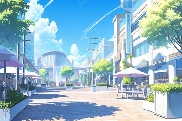 Fototapeta 繊細で芸術的な街や村系背景のイラスト(AI generated image)