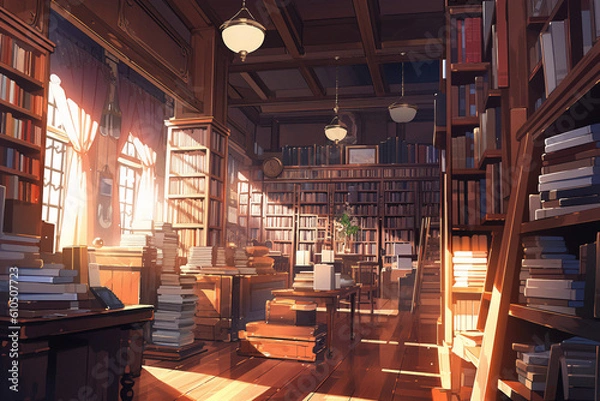 Fototapeta 繊細で芸術的な街や村系背景のイラスト(AI generated image)