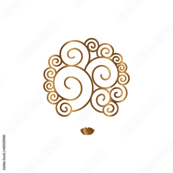 Obraz Woman face with curls seamless vector pattern