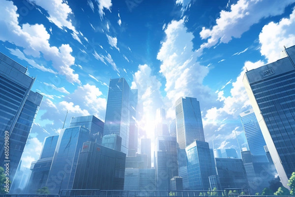 Fototapeta 繊細で芸術的な街や村系背景のイラスト(AI generated image)