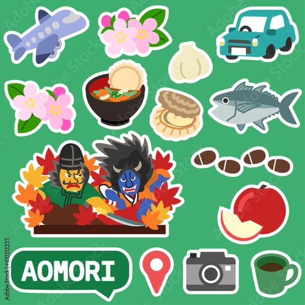 Obraz 青森のアイコン　線無し　フチ付き