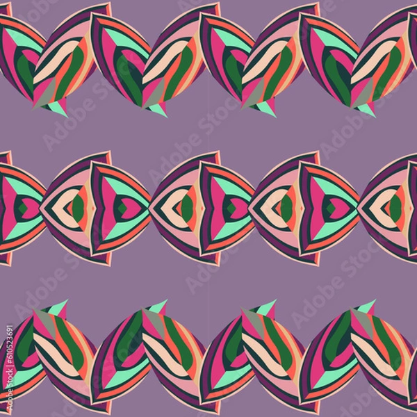 Fototapeta Pastel geometric pattern. Connected circles. Vector illustration. Pale Spring palette template for texture designs, covers, wrapping paper, fabric patterns, baby projects.