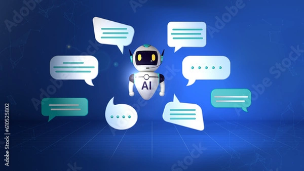 Obraz 3D Rendering illustration, robot AI assistant chat bot for virtual service