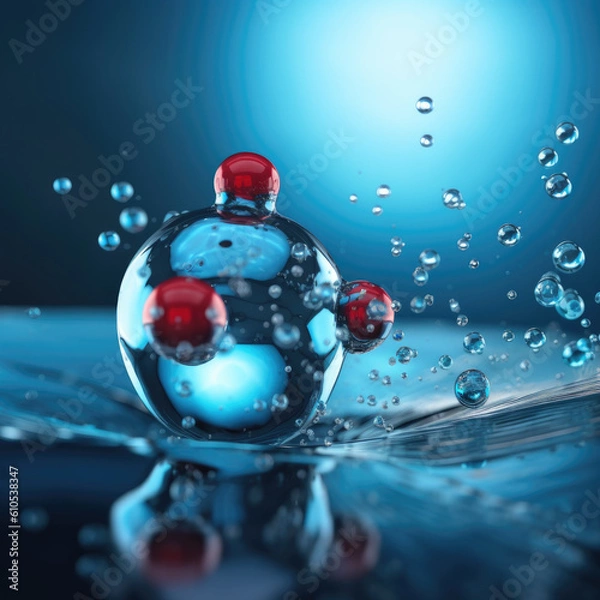 Fototapeta Microscopic view of engineered liquid molecule bonding - Generative AI