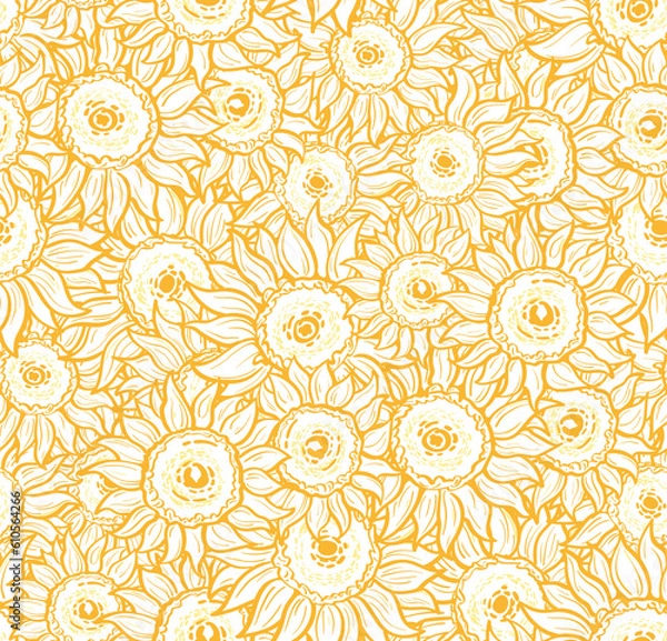 Obraz Sunflowers seamless pattern on white background EPS 10