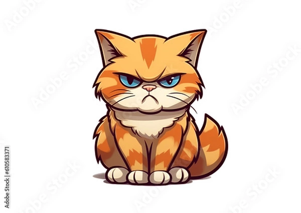 Obraz cat, sticker, white background. generative ai