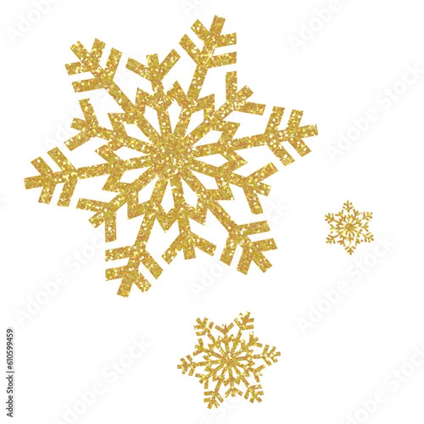 Fototapeta Glitter golden snowflake . Snowflake icon. Design for decorating,background, wallpaper, illustration.