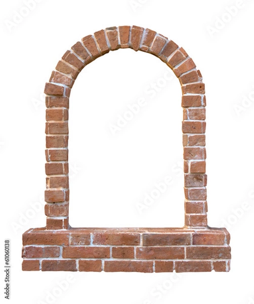 Obraz Brick window as a frame, isolated on white background