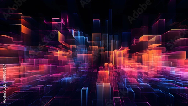Obraz abstract cyberspace multicolored background, generative ai