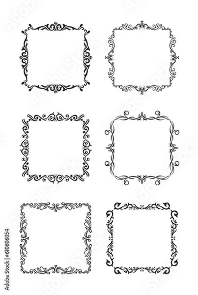 Fototapeta Decorative vintage frame template  border square shape