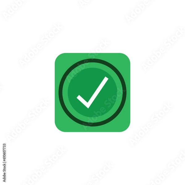 Obraz Check mark green line icons. Vector illustration. - Vector
