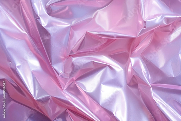 Obraz shiny holographic crumpled paper (pink), generative ai