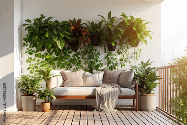 Obraz modern balcony, sitting area, generative ai 