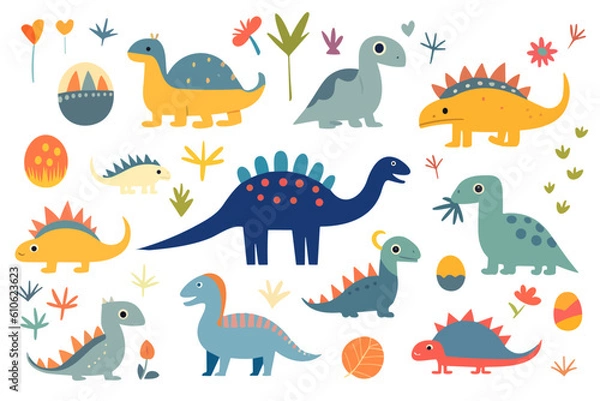 Obraz ラフな手書き風　恐竜のベクターイラスト