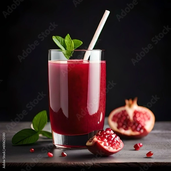 Fototapeta Pomegranate juice in a glass. Generative AI.