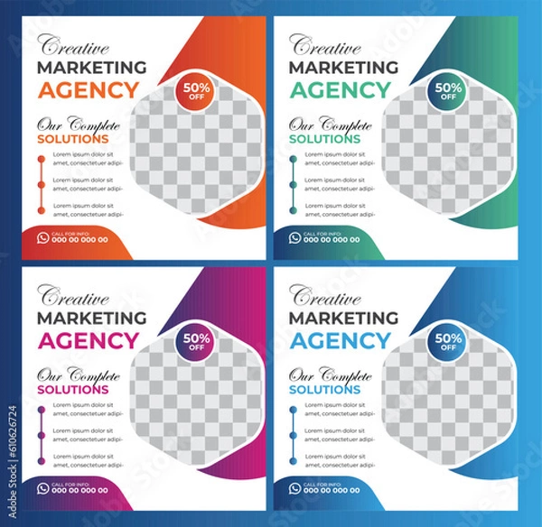 Obraz Digital Marketing Social Media Post design template Bundle