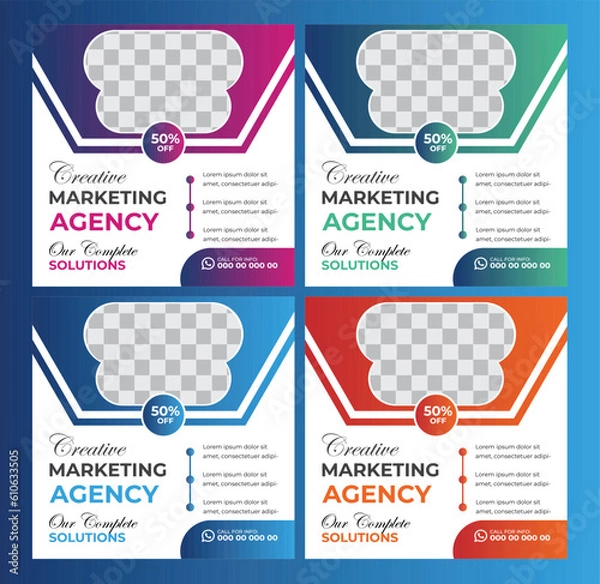 Obraz Digital Marketing Social Media Post design template Bundle