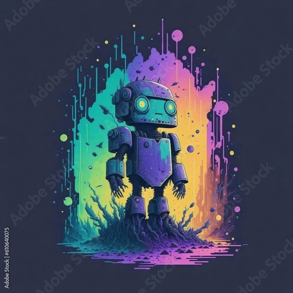 Fototapeta A colorful Robot illustration, generative AI
