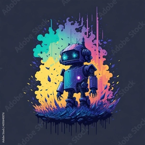 Fototapeta A colorful Robot illustration, generative AI
