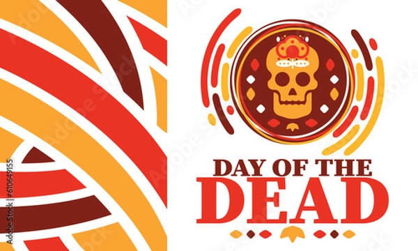 Fototapeta Day of the Dead in November. A holiday dedicated to the memory of the dead. Celebrate annual in Mexico and other Latin American countries. Mexican and Hispanic tradition pattern and texture with skull