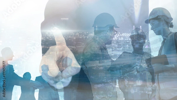 Fototapeta Double exploser  Businessman and engineer working concept