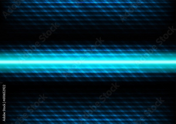 Obraz Blue laser beam scatter on dark background.