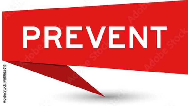 Fototapeta Red color speech banner with word prevent on white background