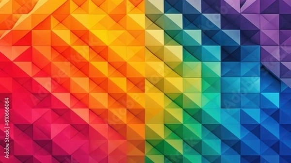 Fototapeta An abstract geometric pattern in rainbow colors, representing the intersectionality and diversity within the LGBTI community - Generative ai