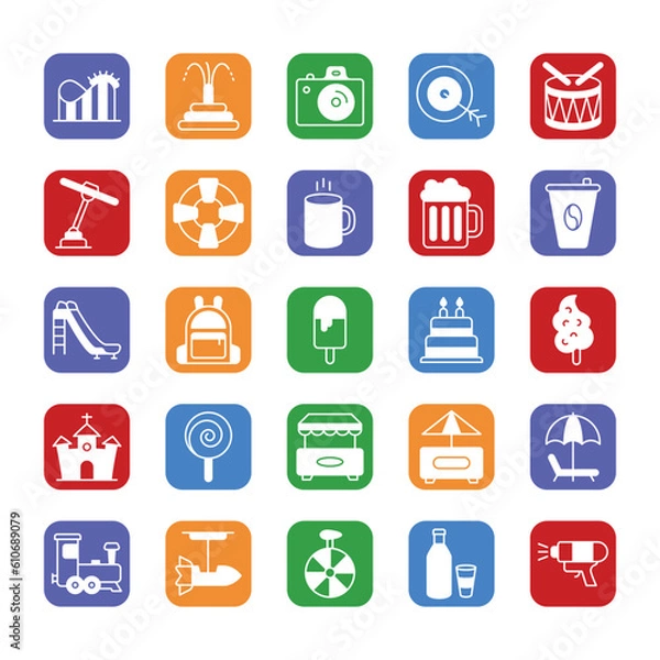 Fototapeta Amusement Park related icon set