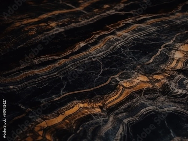Fototapeta Marble stone texture background with elements of semi-precious stones and gold created with Generative AI technology.