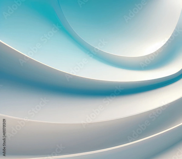 Obraz Blue and white color tone wavy curvy lines abstract background with 3d effect.